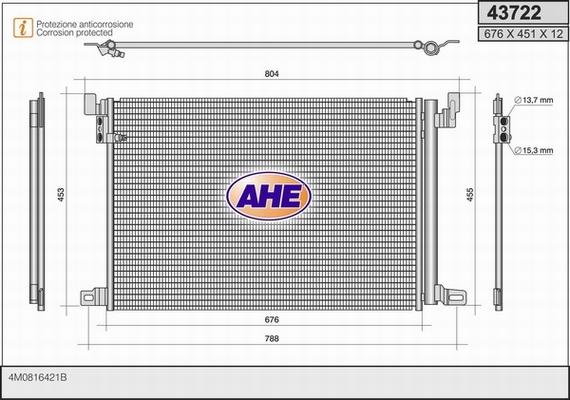 AHE 43722 - Condenser, air conditioning autospares.lv