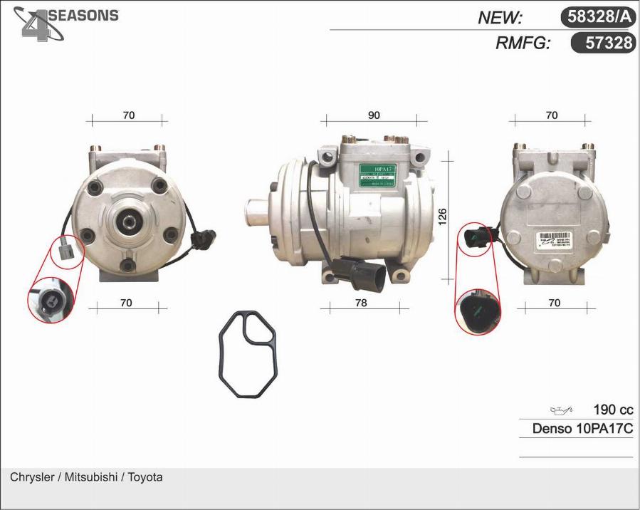 AHE 58328/A - Compressor, air conditioning autospares.lv