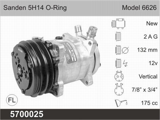 AHE 5700025 - Compressor, air conditioning autospares.lv