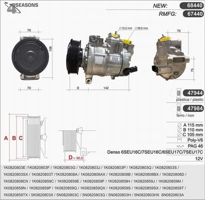 AHE 68440 - Compressor, air conditioning autospares.lv