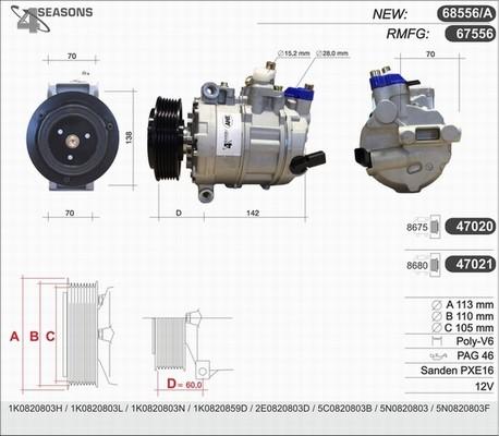 AHE 68556/A - Compressor, air conditioning autospares.lv