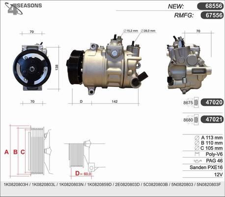 AHE 68556 - Compressor, air conditioning autospares.lv