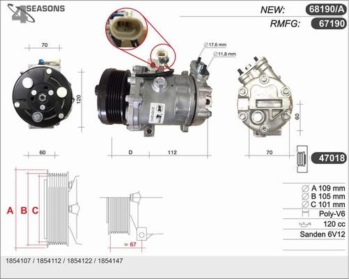 AHE 68190/A - Compressor, air conditioning autospares.lv