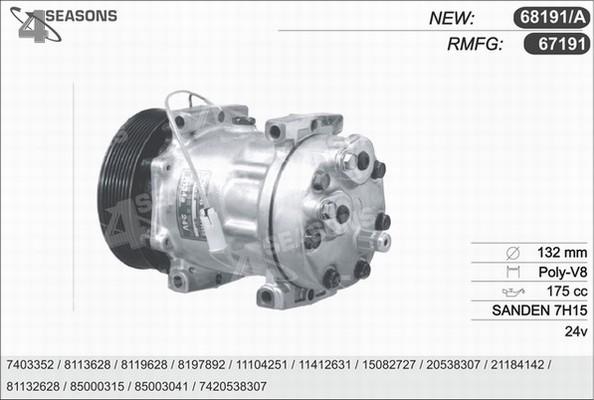 AHE 68191/A - Compressor, air conditioning autospares.lv