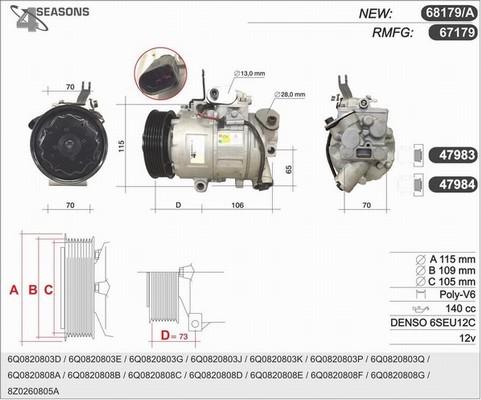 AHE 68179/A - Compressor, air conditioning autospares.lv