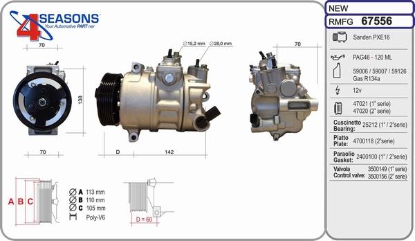 AHE 67556 - Compressor, air conditioning autospares.lv