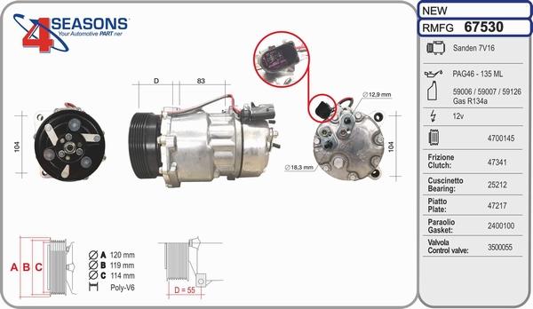 AHE 67530 - Compressor, air conditioning autospares.lv