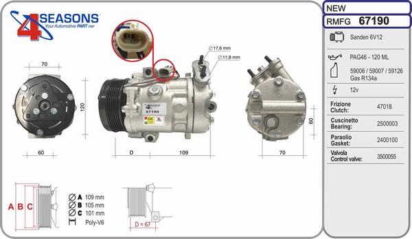 AHE 67190 - Compressor, air conditioning autospares.lv