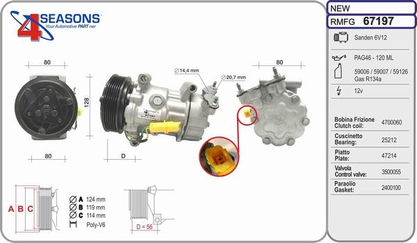 AHE 67197 - Compressor, air conditioning autospares.lv