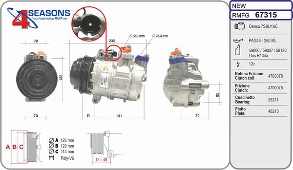 AHE 67315 - Compressor, air conditioning autospares.lv