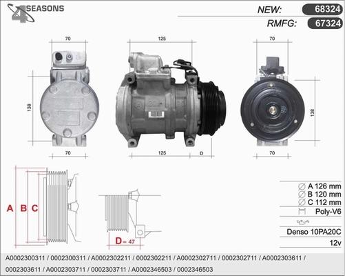 AHE 67324 - Compressor, air conditioning autospares.lv