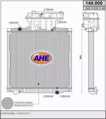 AHE 140.009 - Radiator, engine cooling autospares.lv