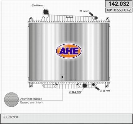 AHE 142.032 - Radiator, engine cooling autospares.lv