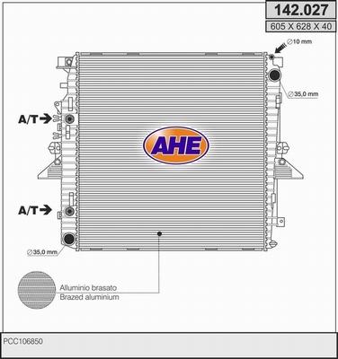 AHE 142.027 - Radiator, engine cooling autospares.lv