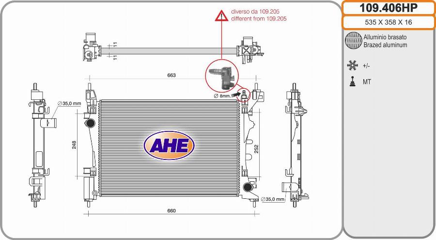 AHE 109.406HP - Radiator, engine cooling autospares.lv