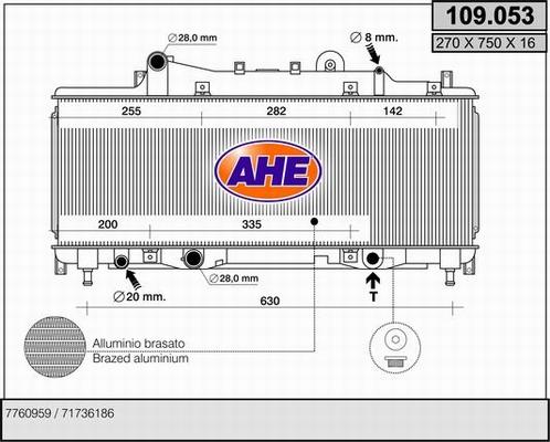 AHE 109.053 - Radiator, engine cooling autospares.lv