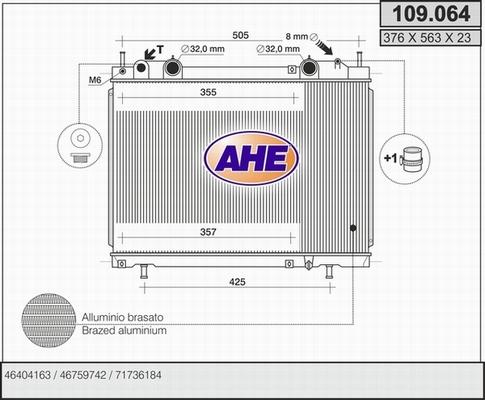 AHE 109.064 - Radiator, engine cooling autospares.lv