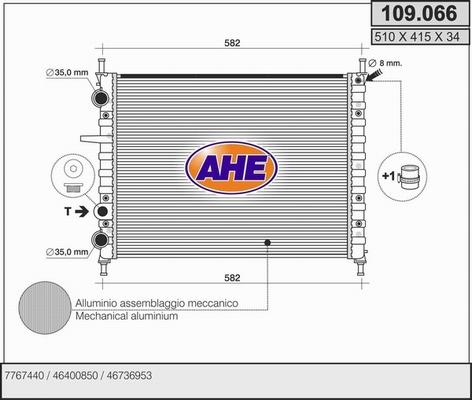 AHE 109.066 - Radiator, engine cooling autospares.lv