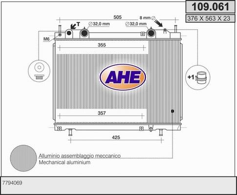 AHE 109.061 - Radiator, engine cooling autospares.lv