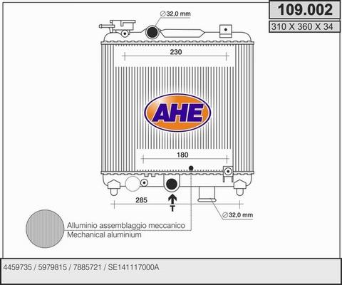 AHE 109.002 - Radiator, engine cooling autospares.lv