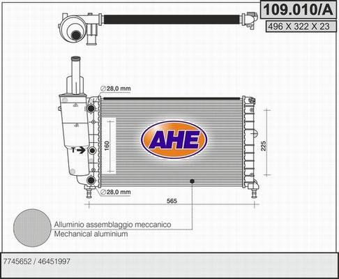 AHE 109.010/A - Radiator, engine cooling autospares.lv