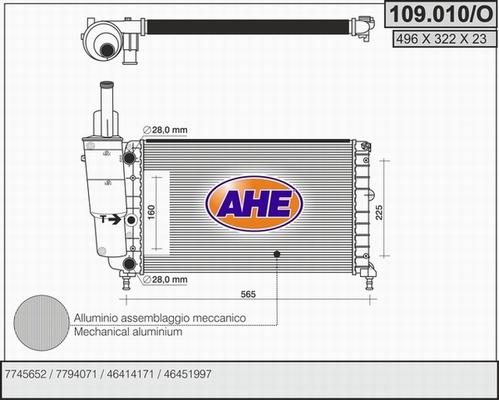 AHE 109.010/O - Radiator, engine cooling autospares.lv