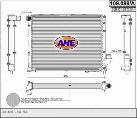 AHE 109.088/A - Radiator, engine cooling autospares.lv