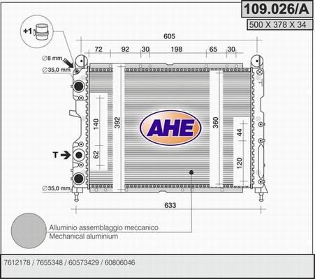 AHE 109.026/A - Radiator, engine cooling autospares.lv