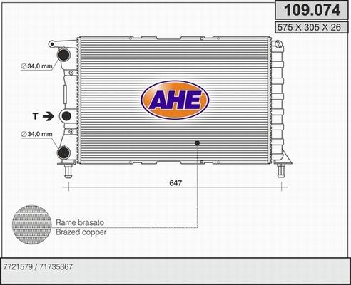 AHE 109.074 - Radiator, engine cooling autospares.lv