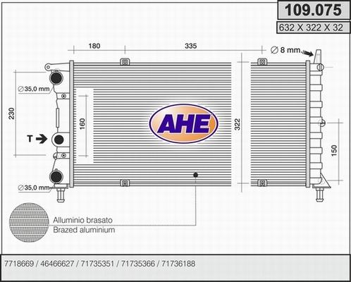 AHE 109.075 - Radiator, engine cooling autospares.lv