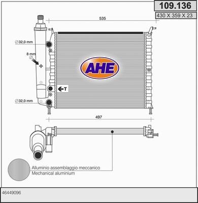 AHE 109.136 - Radiator, engine cooling autospares.lv