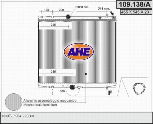 AHE 109.138/A - Radiator, engine cooling autospares.lv