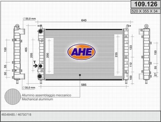 AHE 109.126 - Radiator, engine cooling autospares.lv