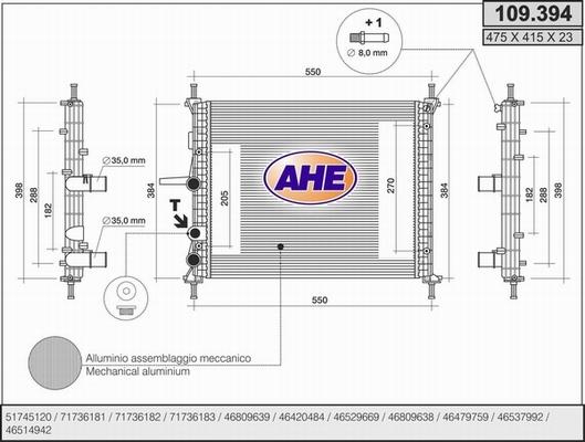 AHE 109.394 - Radiator, engine cooling autospares.lv