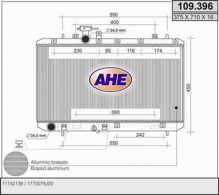 AHE 109.396 - Radiator, engine cooling autospares.lv