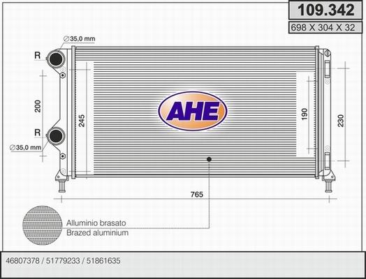 AHE 109.342 - Radiator, engine cooling autospares.lv