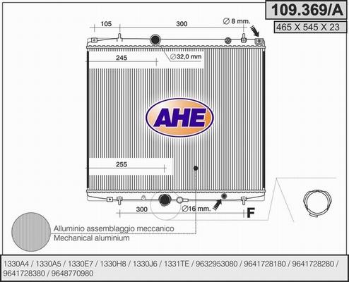 AHE 109.369/A - Radiator, engine cooling autospares.lv