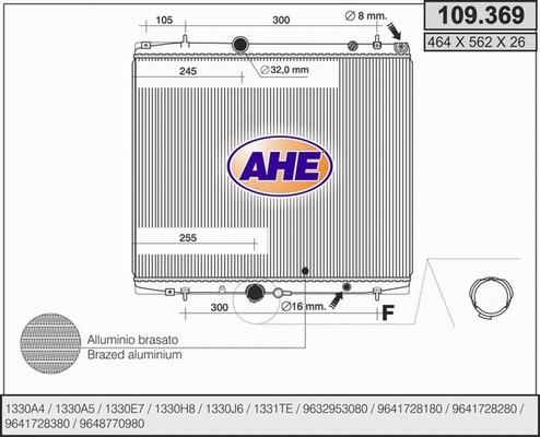 AHE 109.369 - Radiator, engine cooling autospares.lv