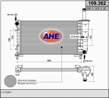 AHE 109.362 - Radiator, engine cooling autospares.lv