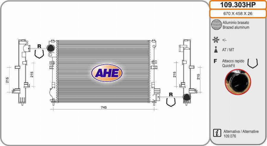 AHE 109.303HP - Radiator, engine cooling autospares.lv