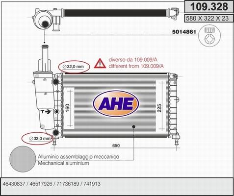 AHE 109.328 - Radiator, engine cooling autospares.lv