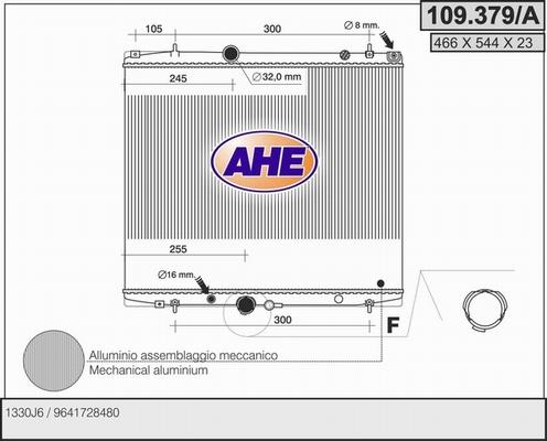 AHE 109.379/A - Radiator, engine cooling autospares.lv