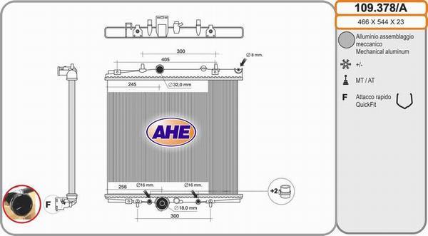 AHE 109.378/A - Radiator, engine cooling autospares.lv