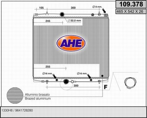 AHE 109.378 - Radiator, engine cooling autospares.lv