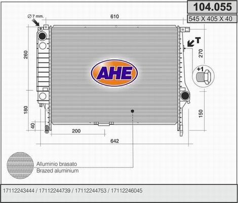 AHE 104.055 - Radiator, engine cooling autospares.lv