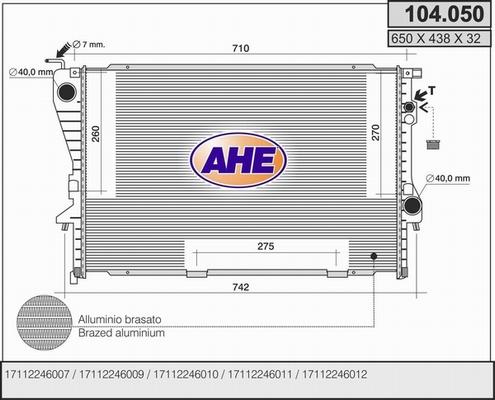 AHE 104.050 - Radiator, engine cooling autospares.lv