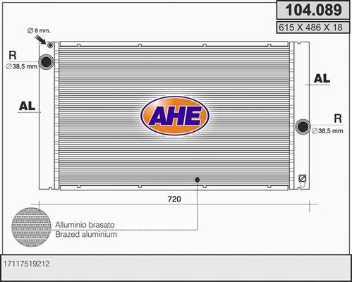 AHE 104.089 - Radiator, engine cooling autospares.lv