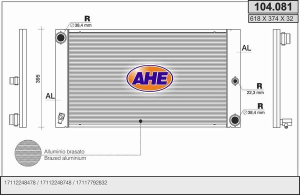 AHE 104.081 - Radiator, engine cooling autospares.lv