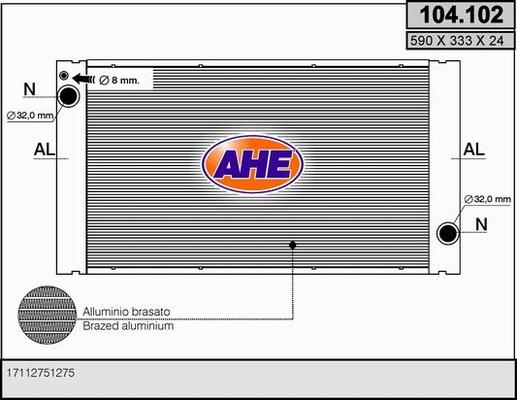 AHE 104.102 - Radiator, engine cooling autospares.lv