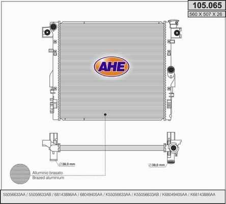 AHE 105.065 - Radiator, engine cooling autospares.lv